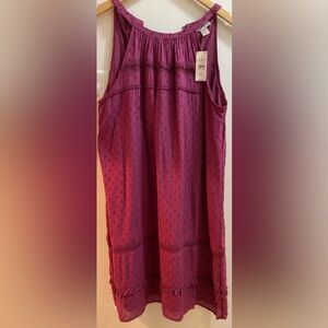 Loft Maroon Dress Dotted Swiss Dress NEW Loft Sleeveless Dress